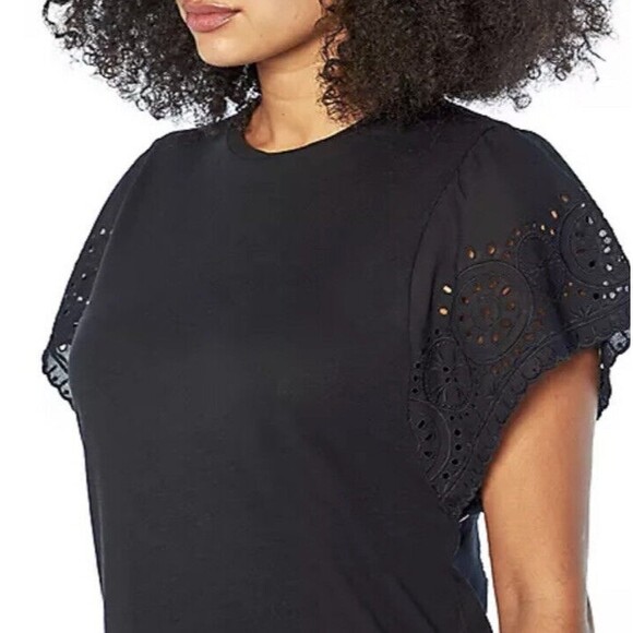 GAP Women's Pale Pink Eyelet Flutter Short Sleeve Scoop Neck Shirt Size Small - Picture 2 of 13